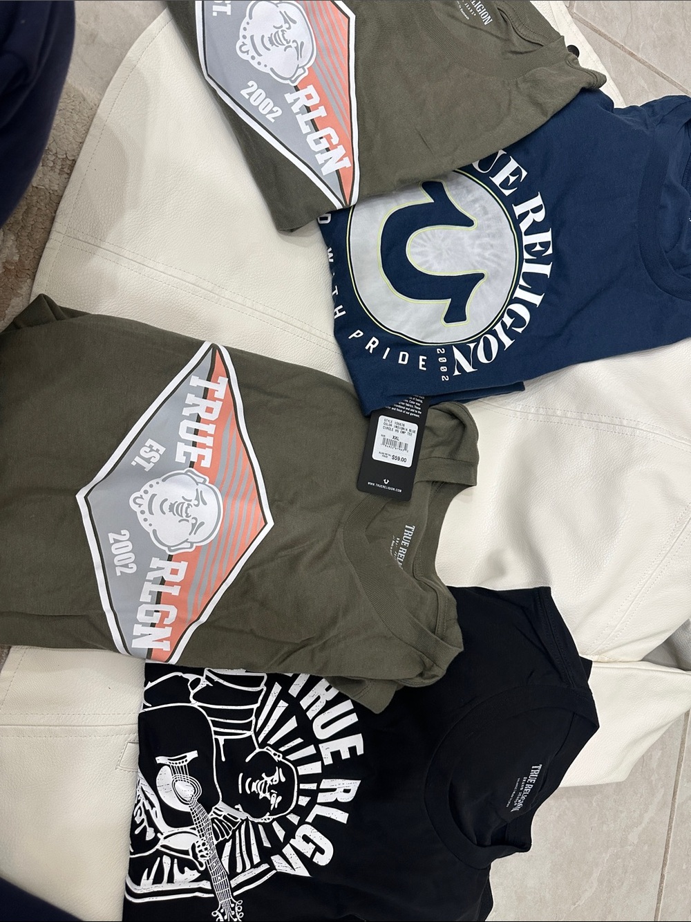 True Religion Men's Short Sleeve Tees — Olive, Navy, Black
